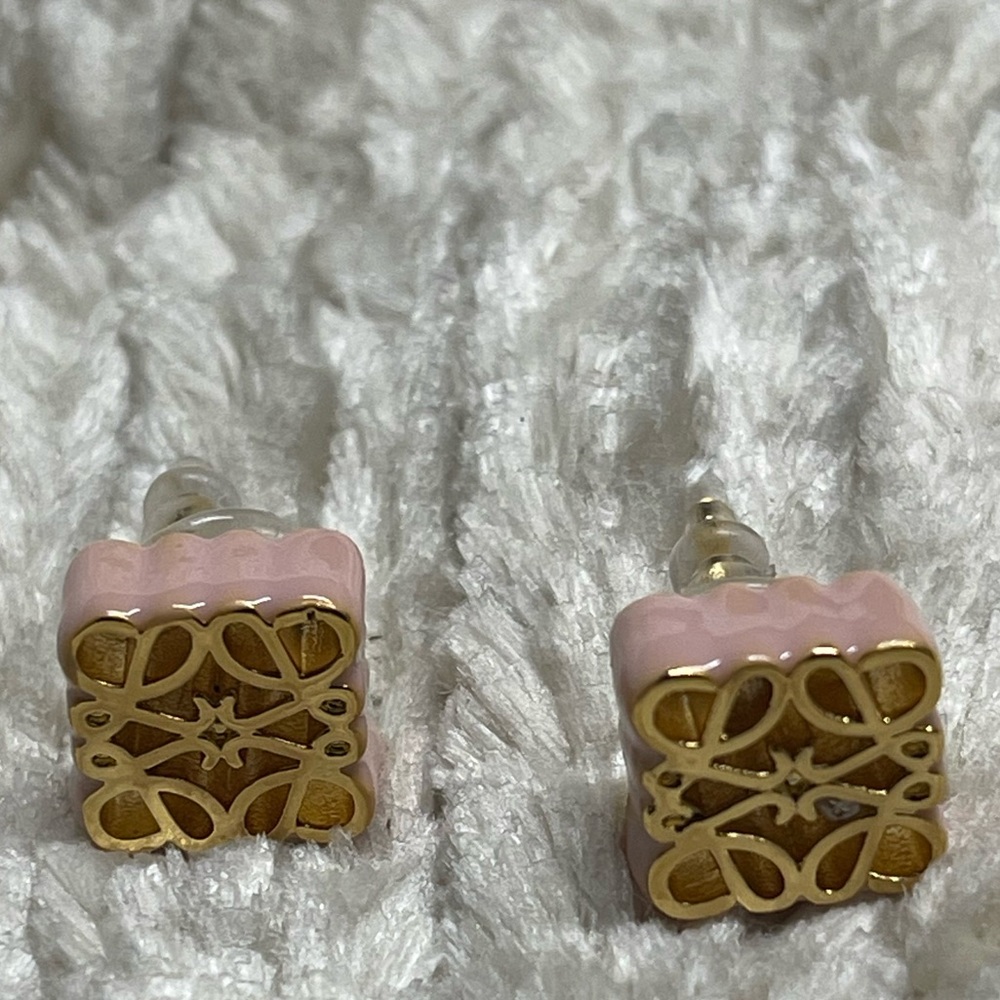 Designer Inspired Pink Jaded LE Earrings